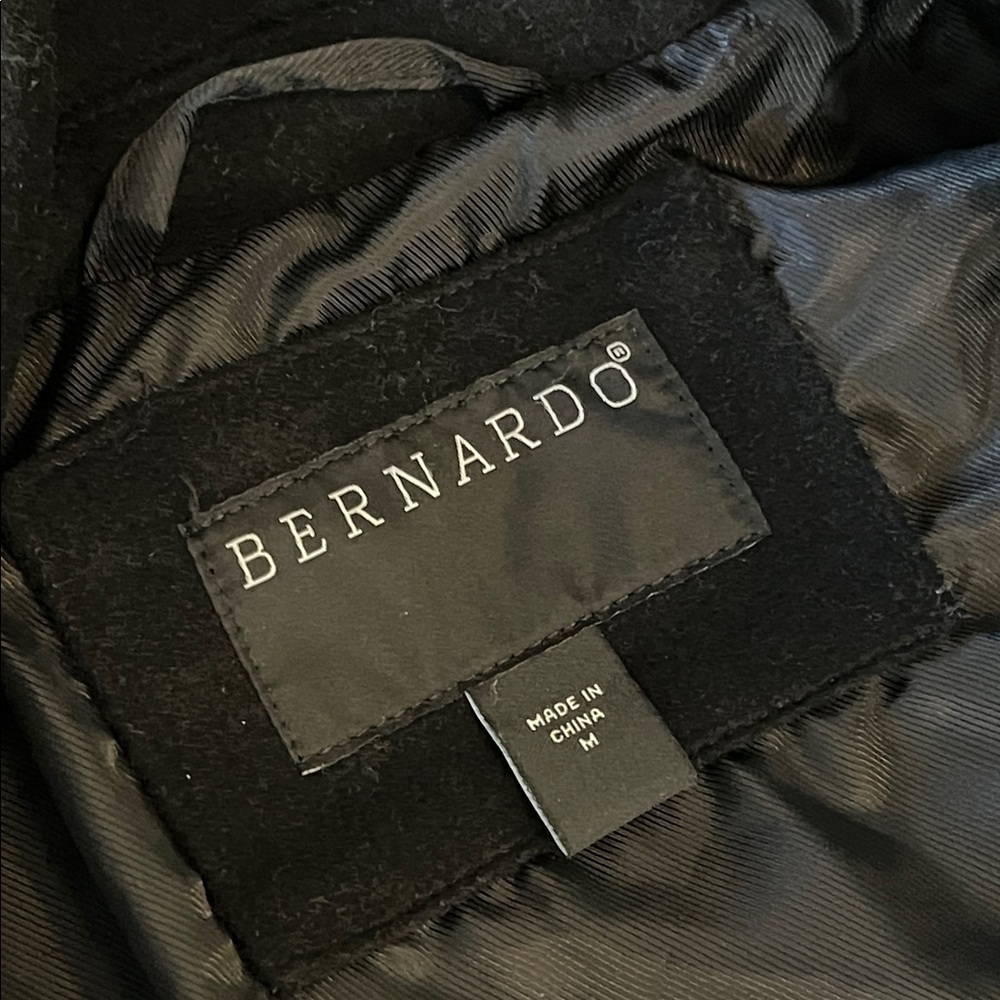 Bernardo Grand Sleek Wool Blend Black Coat - M - Picture 7 of 13